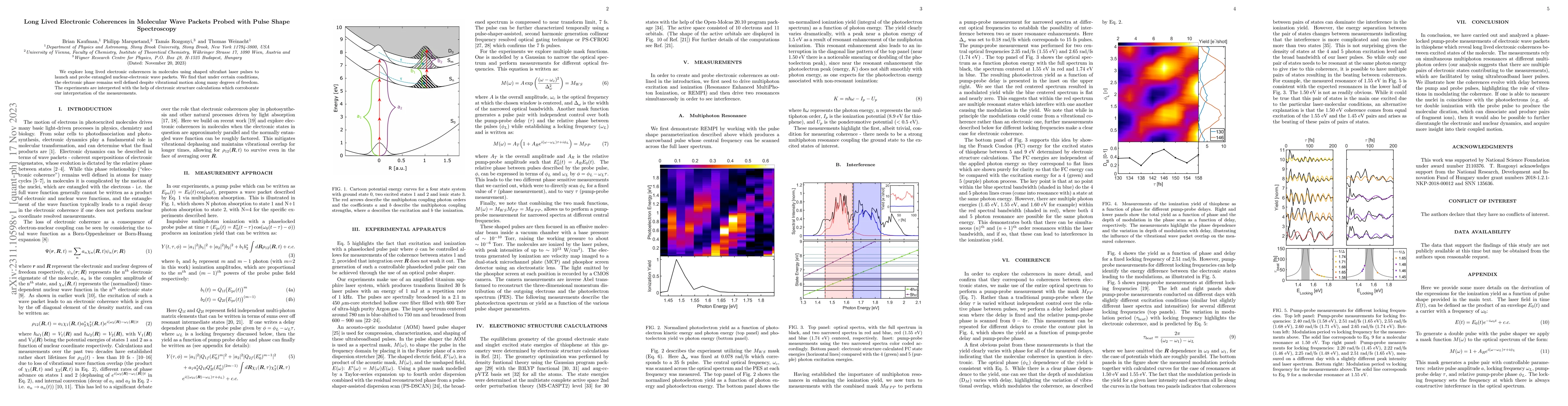 Thumbnail for Long Lived Electronic Coherences in Molecular Wave Packets Probed with
  Pulse Shape Spectroscopy