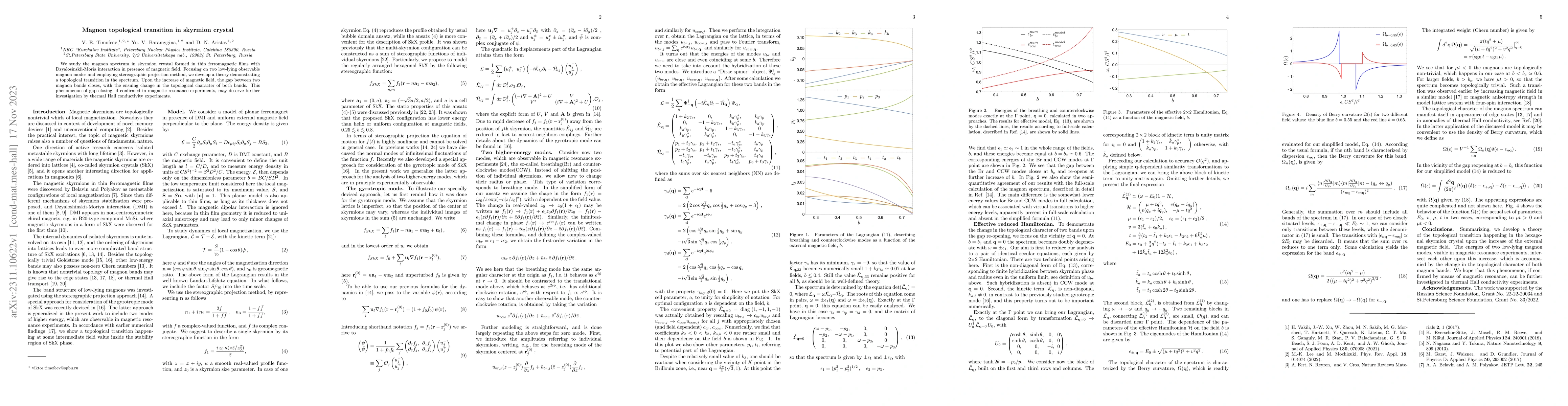 Thumbnail for Magnon topological transition in skyrmion crystal