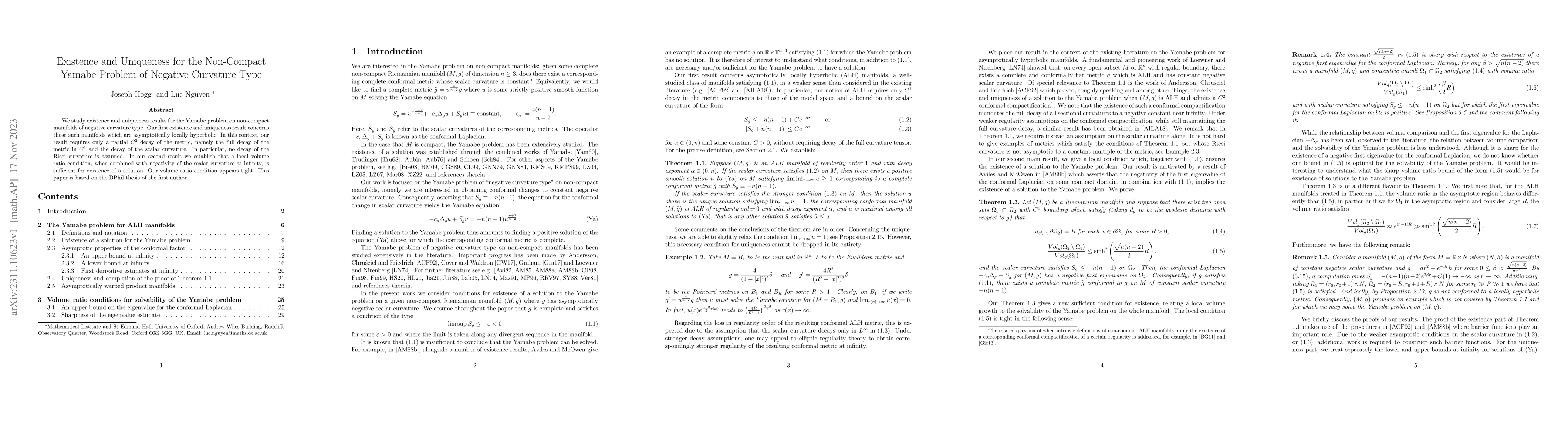 Thumbnail for Existence and uniqueness for the non-compact Yamabe problem of negative
  curvature type
