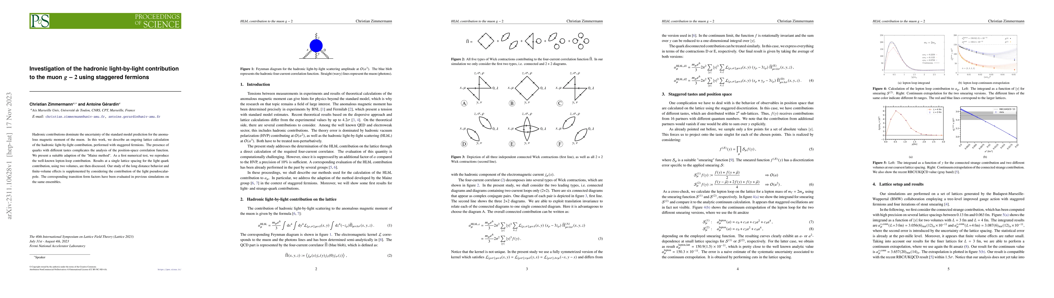 Thumbnail for Investigation of the hadronic light-by-light contribution to the muon
  $g{-}2$ using staggered fermions