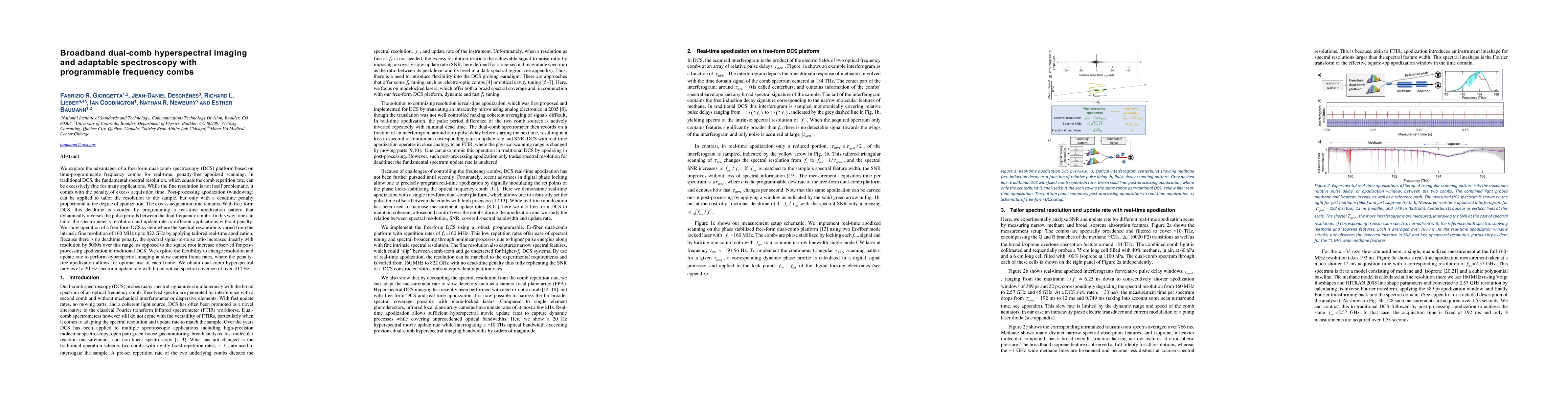 Thumbnail for Broadband dual-comb hyperspectral imaging and adaptable spectroscopy
  with programmable frequency combs