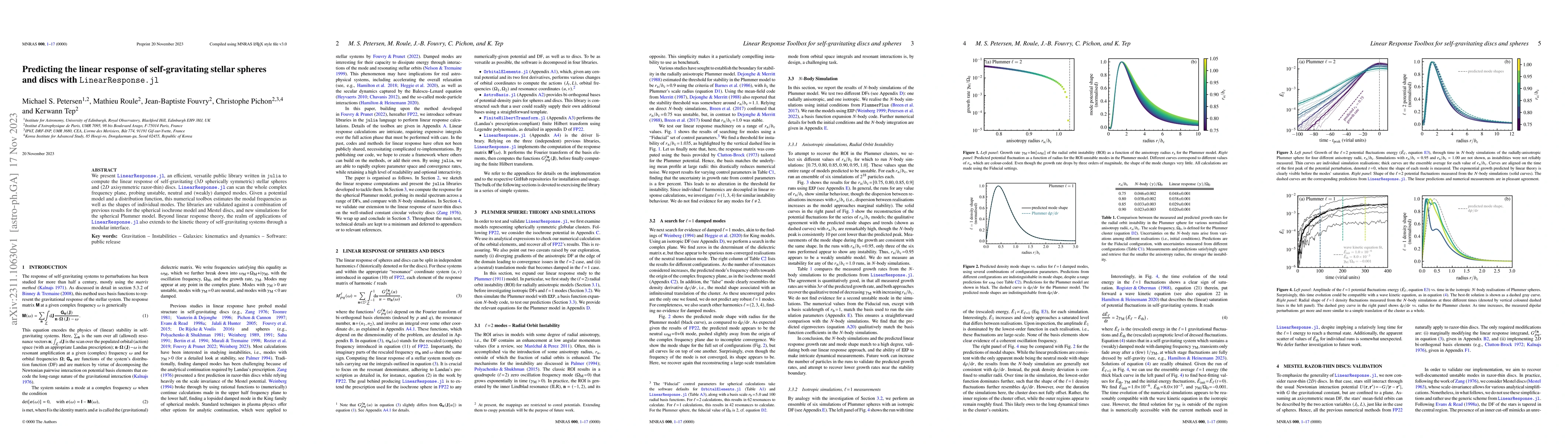 Thumbnail for Predicting the linear response of self-gravitating stellar spheres and
  discs with LinearResponse.jl