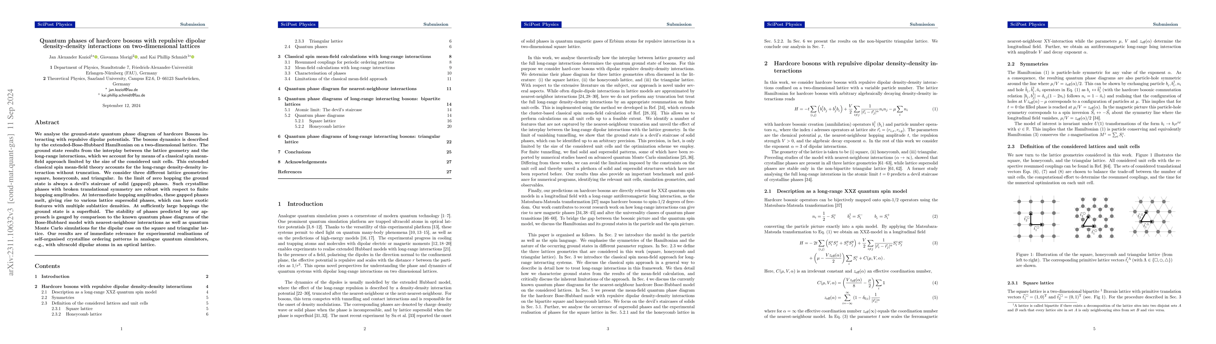 Thumbnail for Quantum phases of hardcore bosons with repulsive dipolar density-density
  interactions on two-dimensional lattices