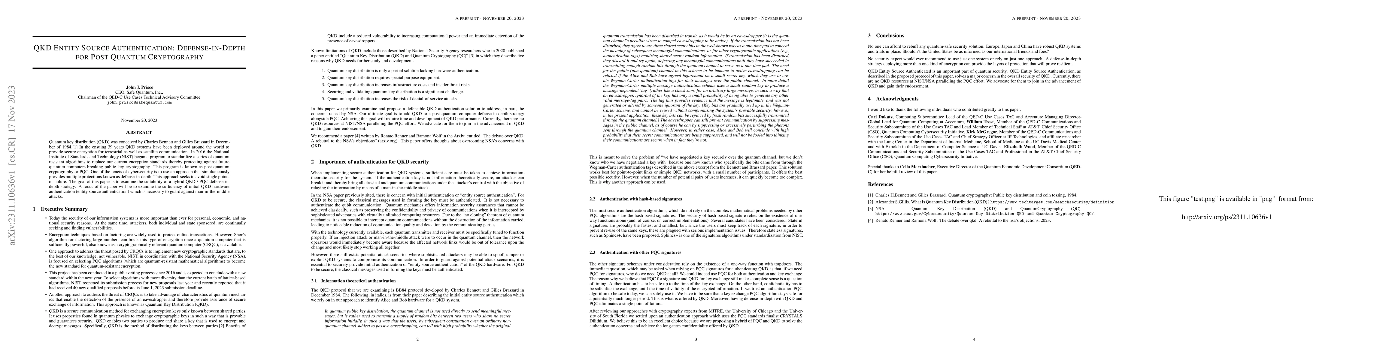 Thumbnail for QKD Entity Source Authentication: Defense-in-Depth for Post Quantum
  Cryptography