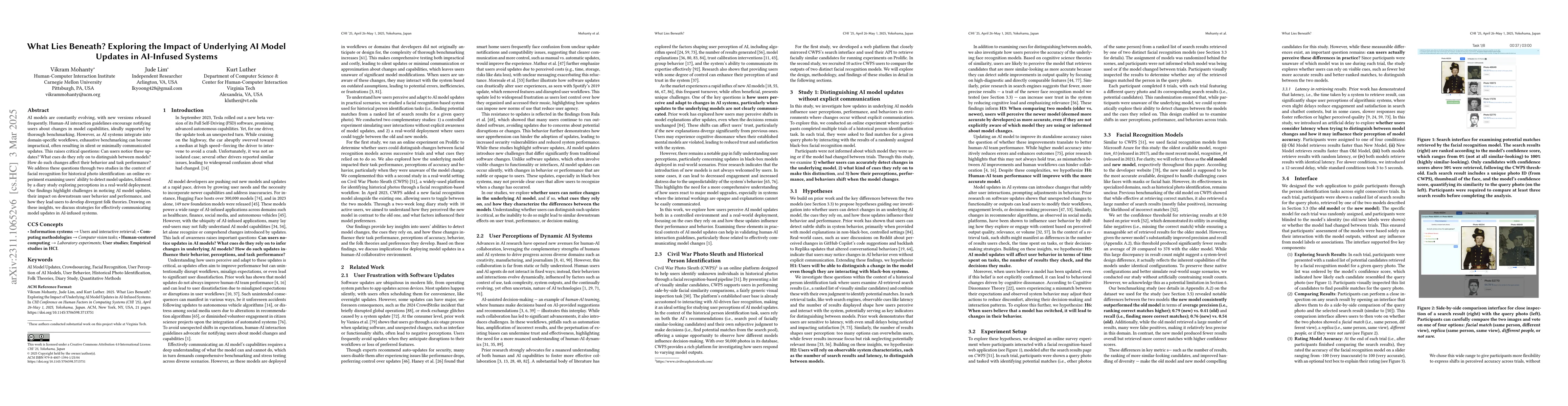 Thumbnail for What Lies Beneath? Exploring the Impact of Underlying AI Model Updates
  in AI-Infused Systems