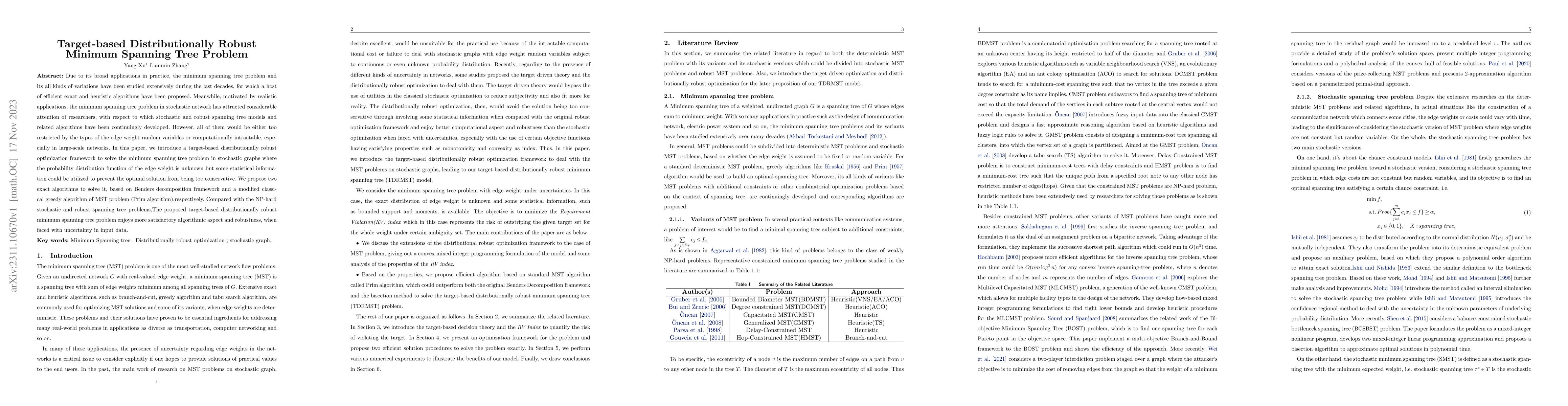 Thumbnail for Target-based Distributionally Robust Minimum Spanning Tree Problem