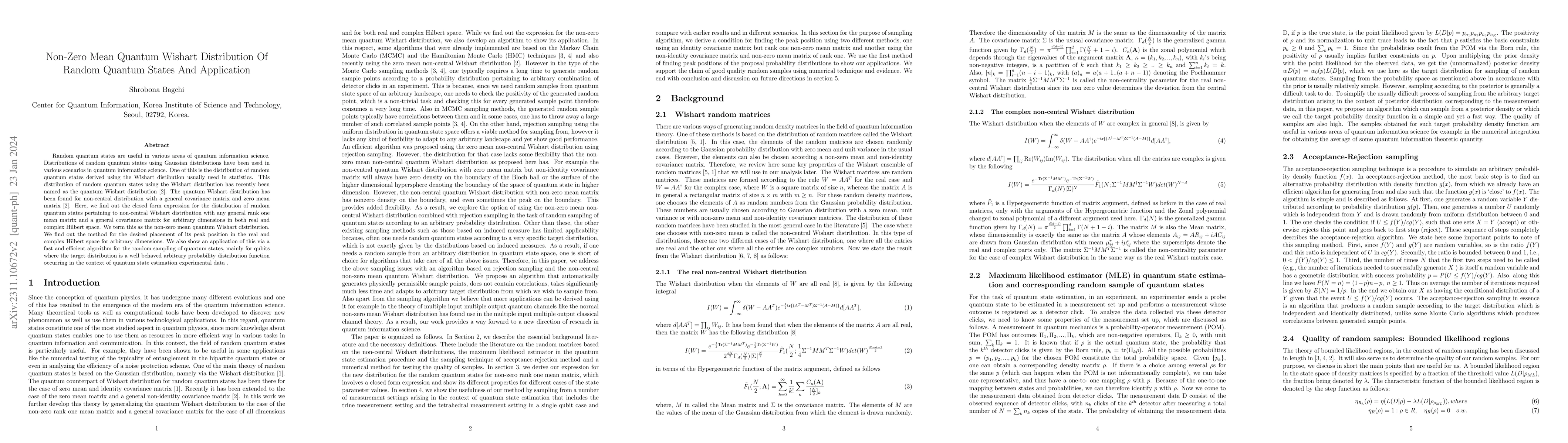 Thumbnail for Non-Zero Mean Quantum Wishart Distribution Of Random Quantum States And
  Application