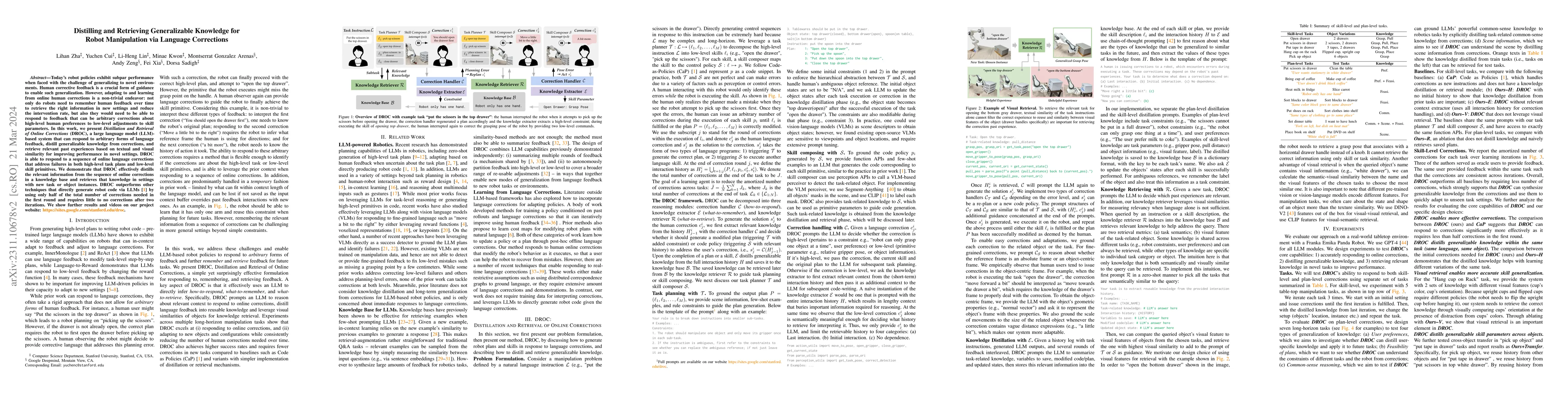 Thumbnail for Distilling and Retrieving Generalizable Knowledge for Robot Manipulation
  via Language Corrections