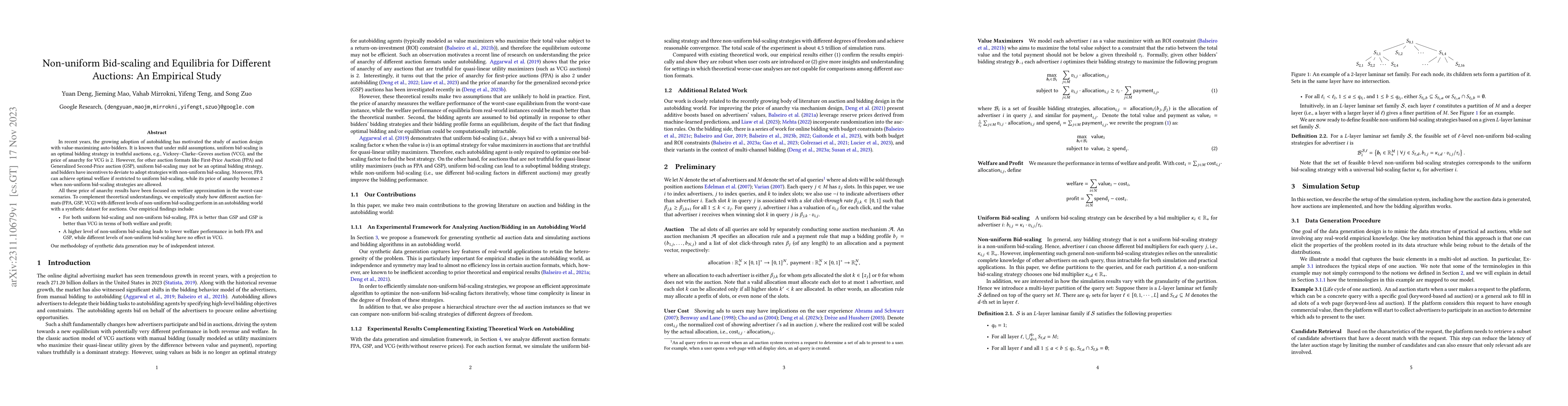 Thumbnail for Non-uniform Bid-scaling and Equilibria for Different Auctions: An
  Empirical Study