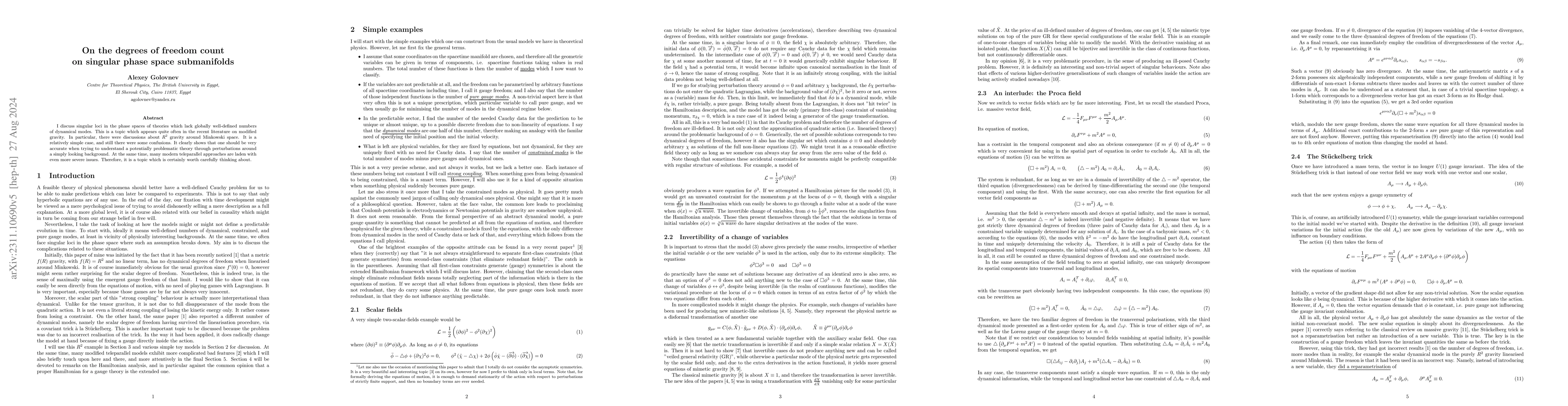 Thumbnail for On the degrees of freedom count on singular phase space submanifolds