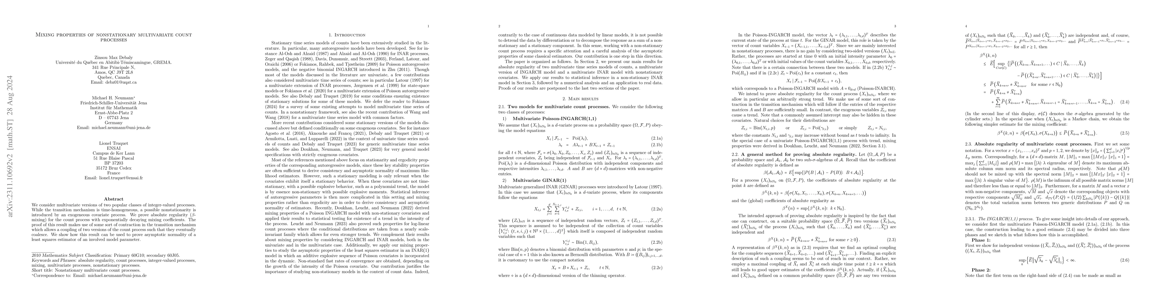 Thumbnail for Mixing properties of nonstationary multivariate count processes