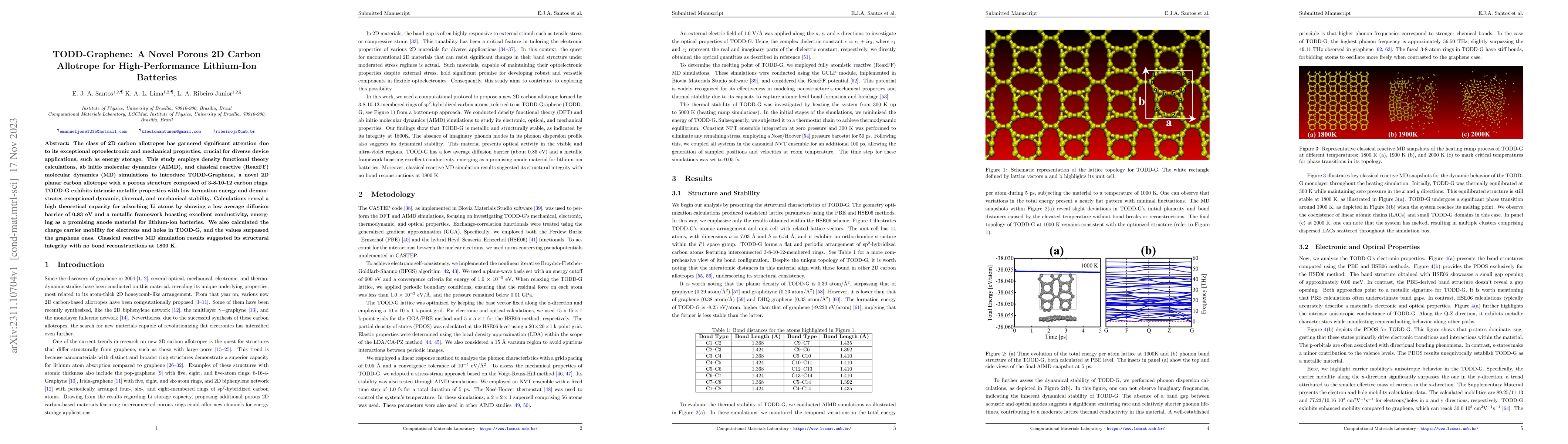 Thumbnail for TODD-Graphene: A Novel Porous 2D Carbon Allotrope for High-Performance
  Lithium-Ion Batteries