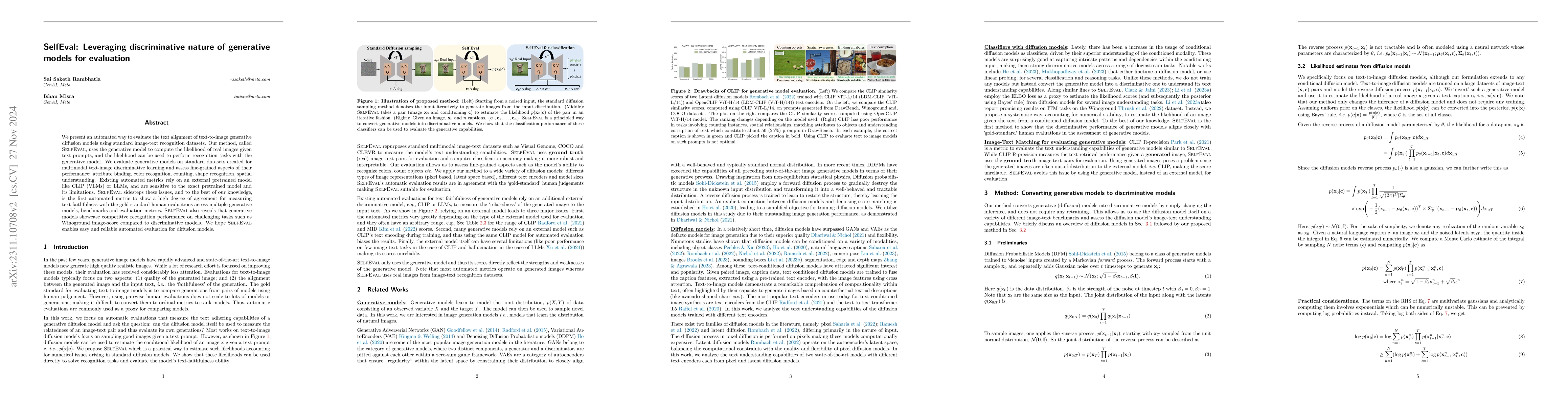 Thumbnail for SelfEval: Leveraging the discriminative nature of generative models for
  evaluation