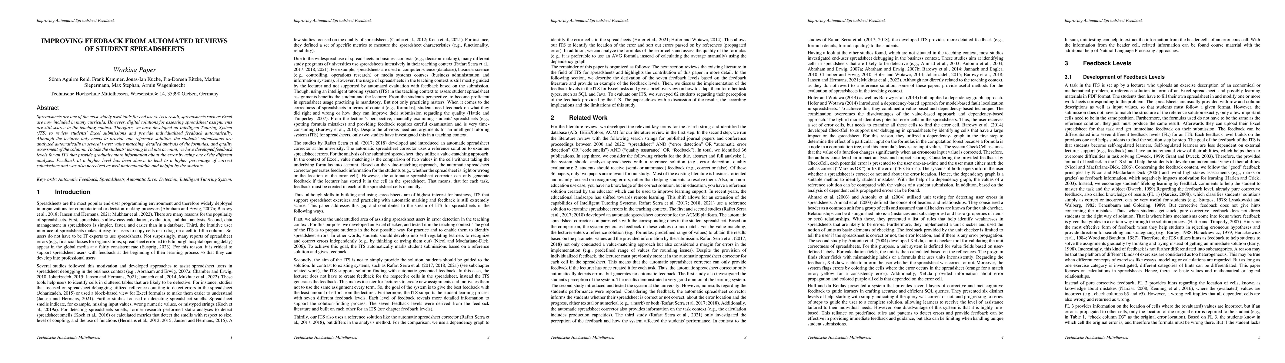 Thumbnail for Improving Feedback from Automated Reviews of Student Spreadsheets
