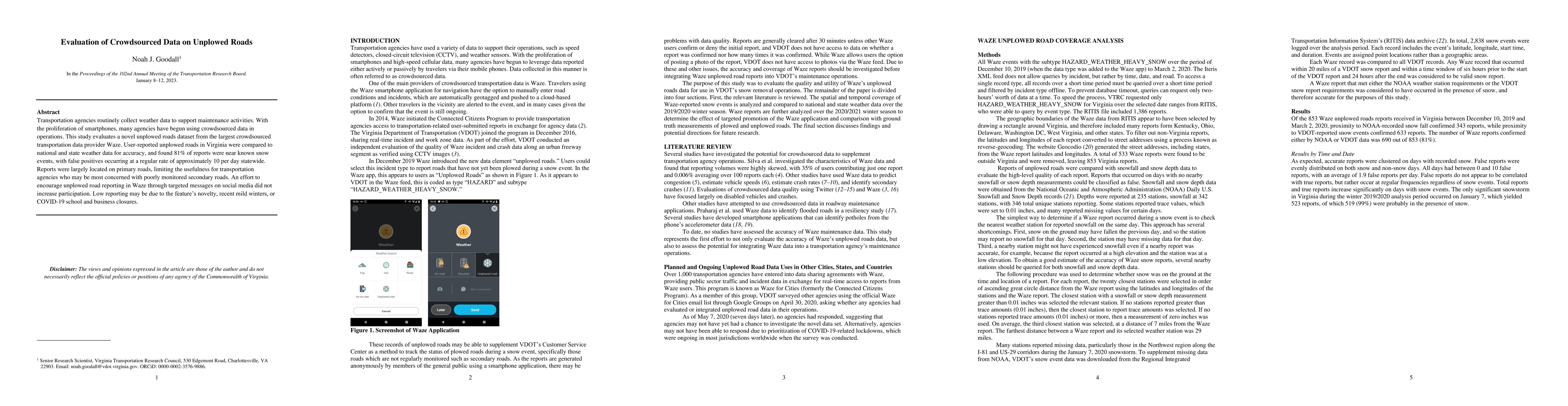 Thumbnail for Evaluation of Crowdsourced Data on Unplowed Roads