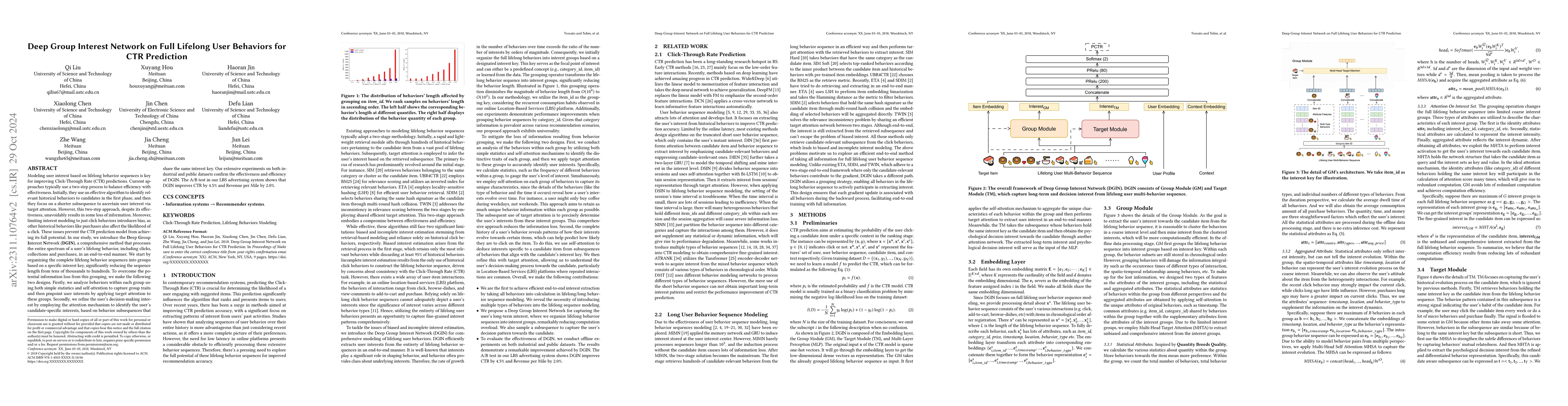 Thumbnail for Deep Group Interest Modeling of Full Lifelong User Behaviors for CTR
  Prediction
