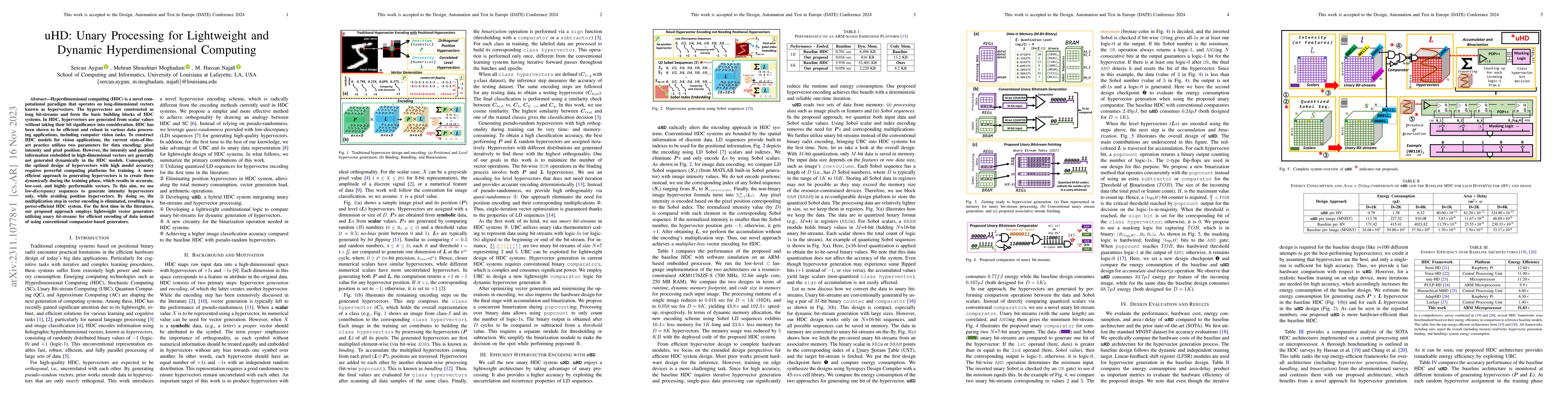 Thumbnail for uHD: Unary Processing for Lightweight and Dynamic Hyperdimensional
  Computing