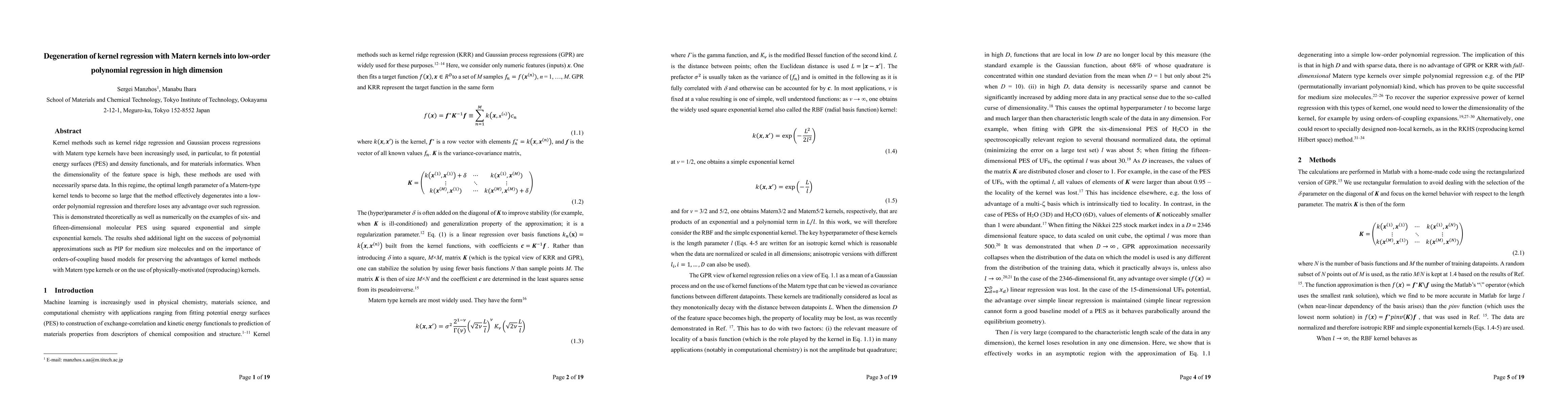Thumbnail for Degeneration of kernel regression with Matern kernels into low-order
  polynomial regression in high dimension