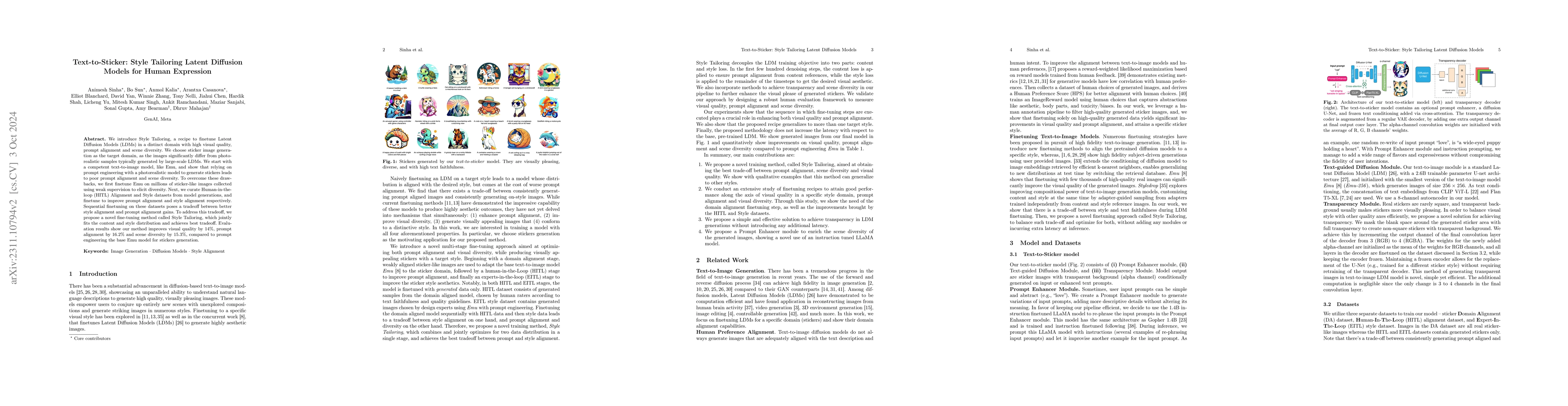 Thumbnail for Text-to-Sticker: Style Tailoring Latent Diffusion Models for Human
  Expression