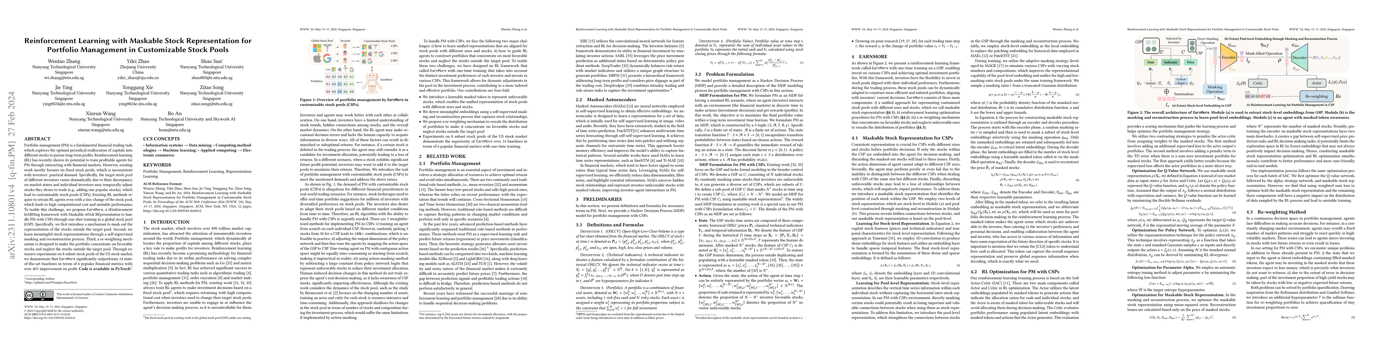Thumbnail for Reinforcement Learning with Maskable Stock Representation for Portfolio
  Management in Customizable Stock Pools