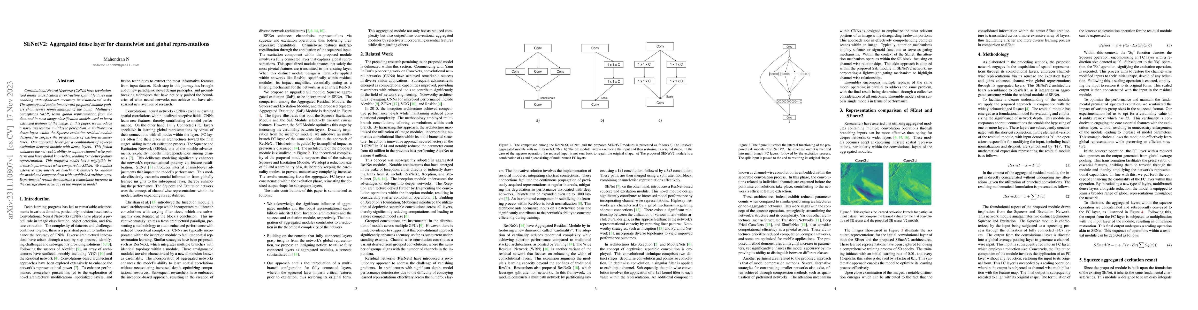 Thumbnail for SENetV2: Aggregated dense layer for channelwise and global
  representations