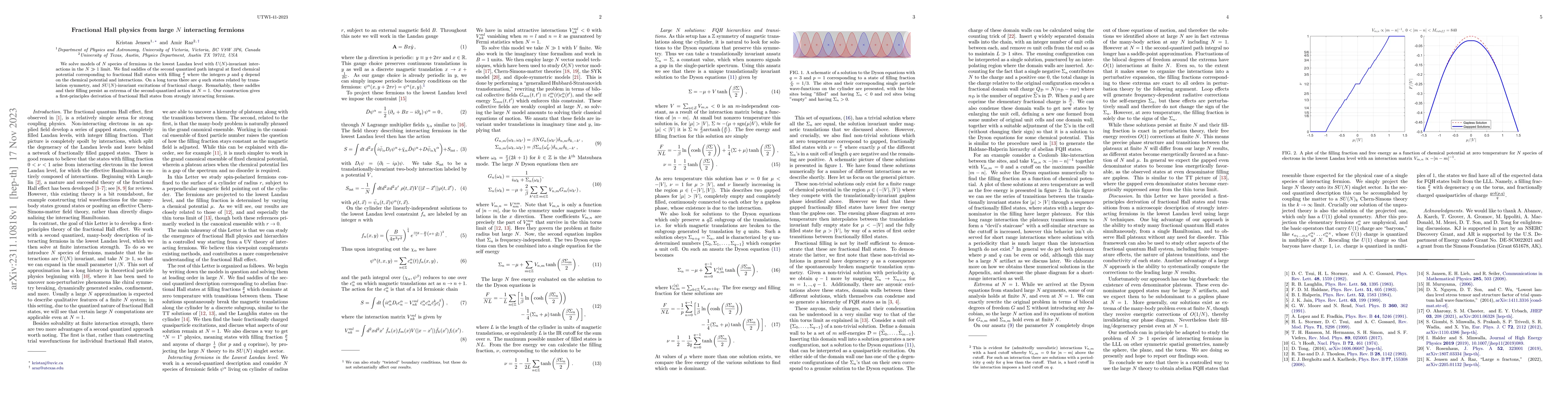 Thumbnail for Fractional Hall physics from large $N$ interacting fermions