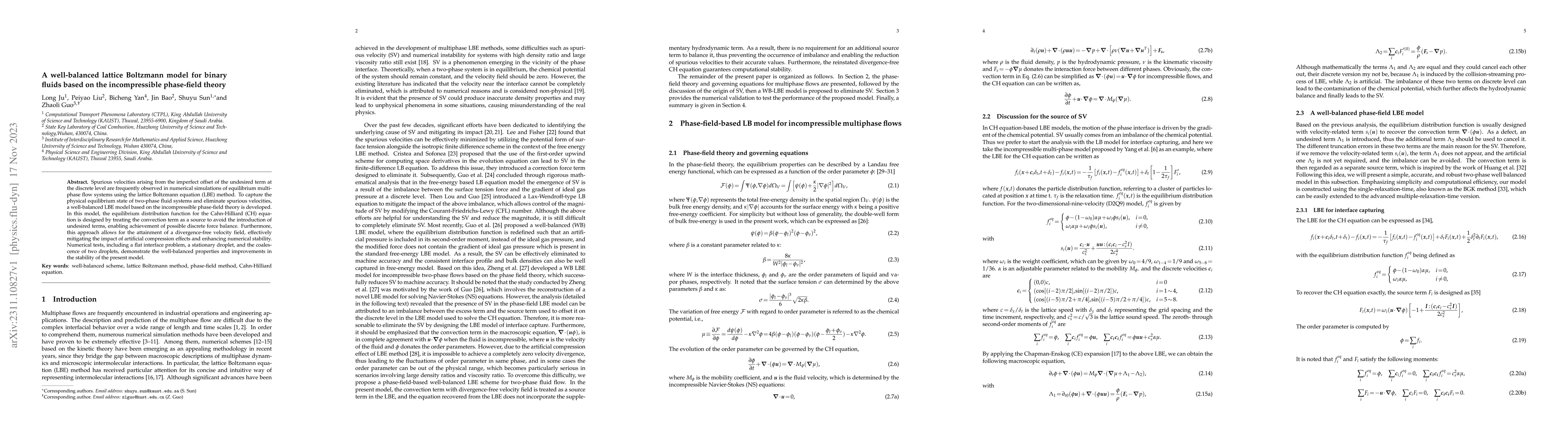Thumbnail for A well-balanced lattice Boltzmann model for binary fluids based on the
  incompressible phase-field theory