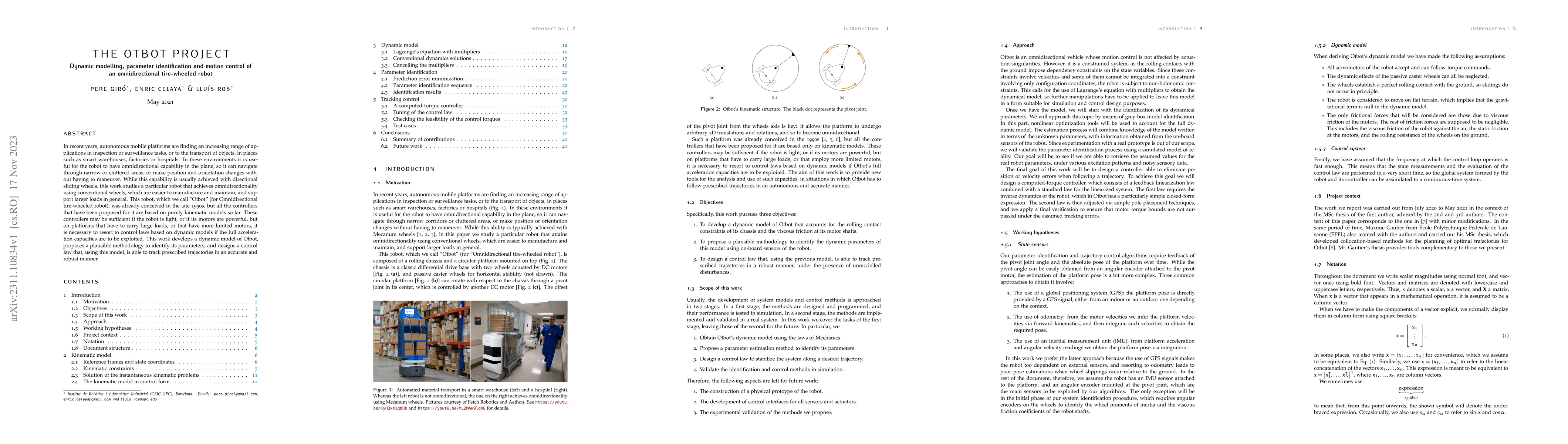 Thumbnail for The Otbot project: Dynamic modelling, parameter identification, and
  motion control of an omnidirectional tire-wheeled robot