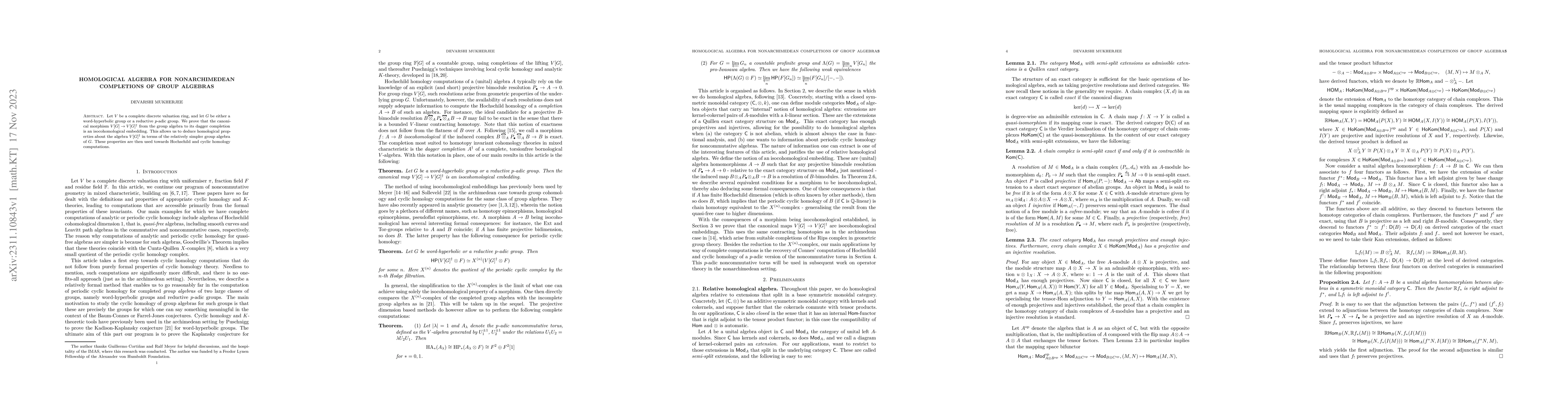 Thumbnail for Homological algebra for nonarchimedean completions of group algebras