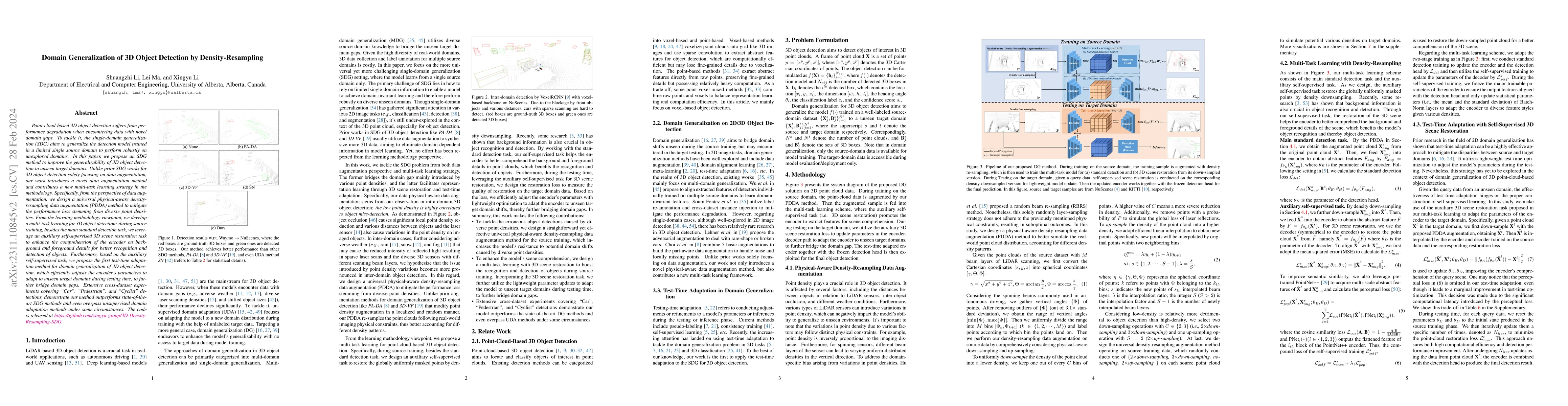 Thumbnail for Domain Generalization of 3D Object Detection by Density-Resampling