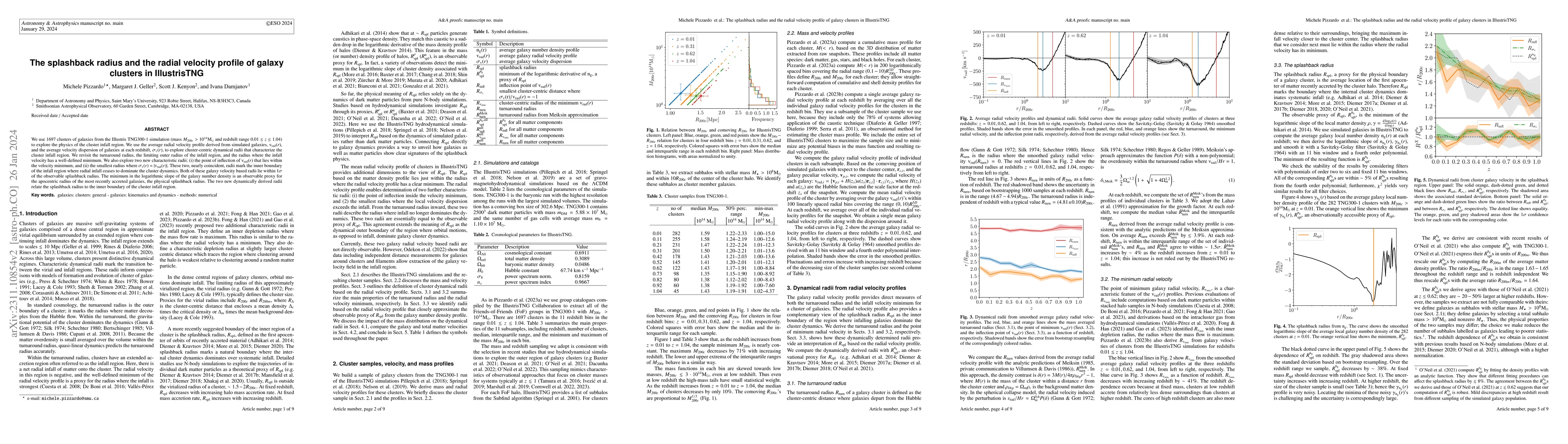 Thumbnail for The splashback radius and the radial velocity profile of galaxy clusters
  in IllustrisTNG
