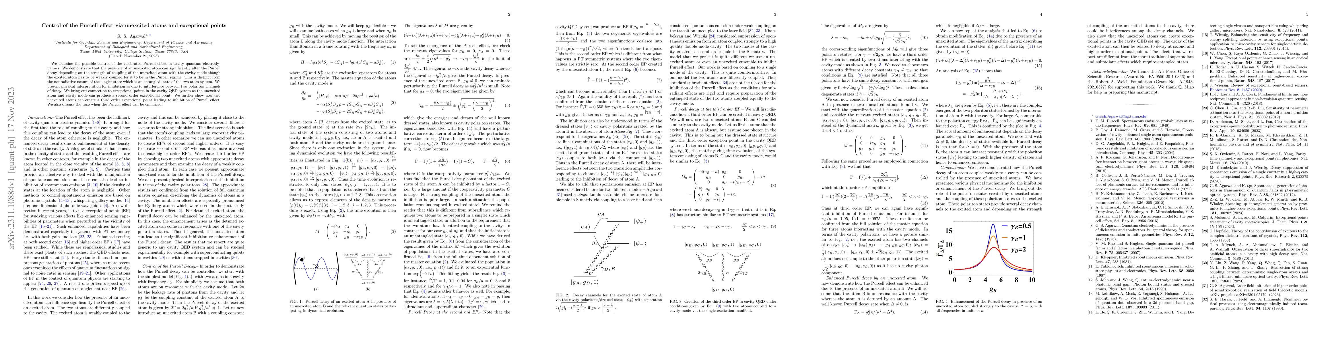 Thumbnail for Control of the Purcell effect via unexcited atoms and exceptional points