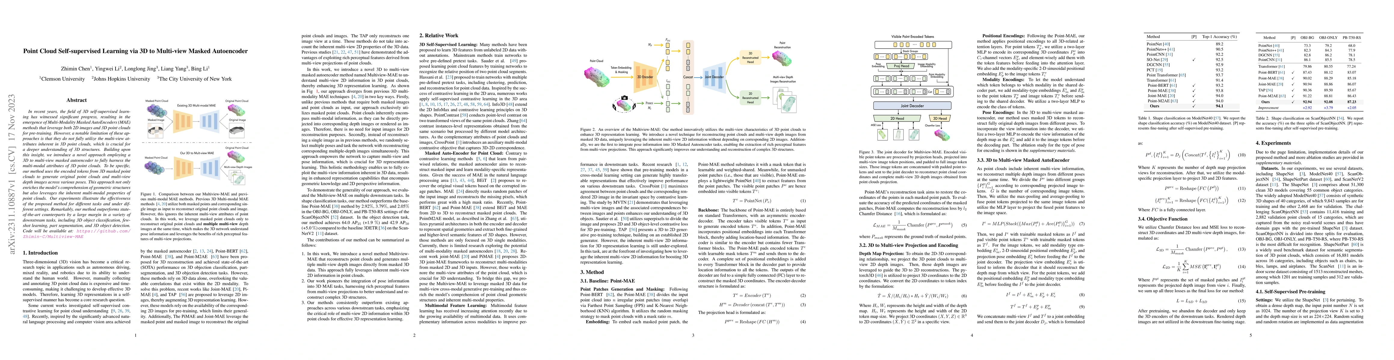 Thumbnail for Point Cloud Self-supervised Learning via 3D to Multi-view Masked
  Autoencoder