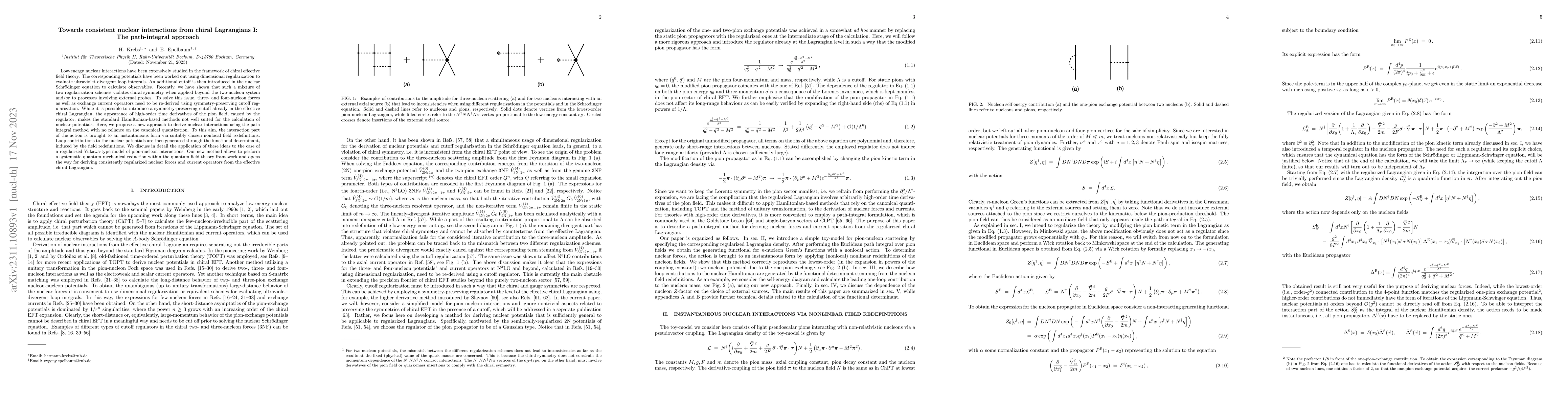 Thumbnail for Towards consistent nuclear interactions from chiral Lagrangians I: The
  path-integral approach