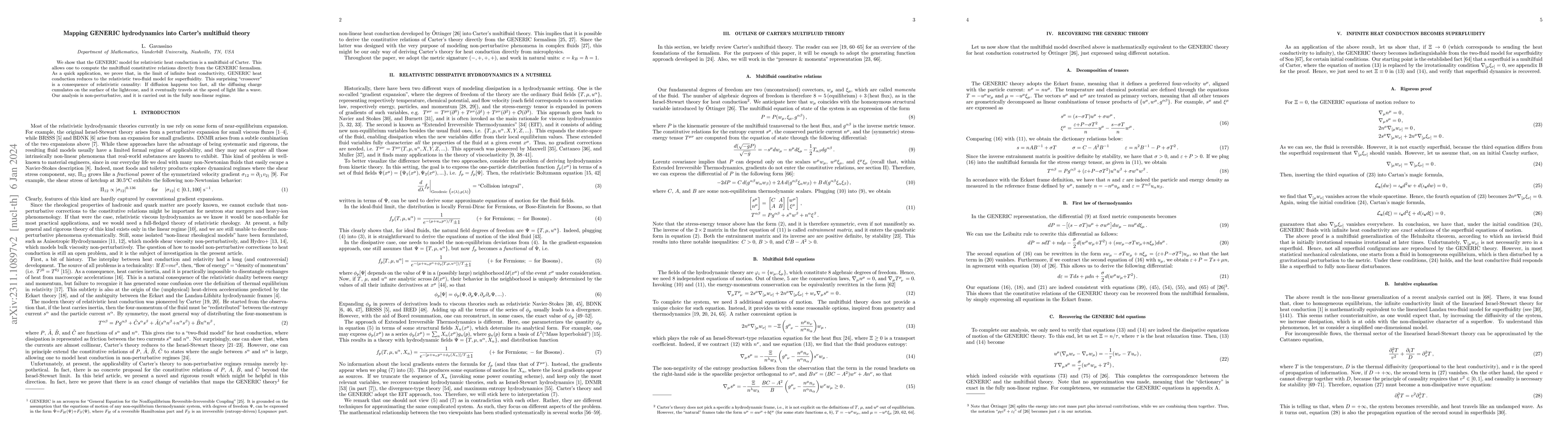 Thumbnail for Mapping GENERIC hydrodynamics into Carter's multifluid theory
