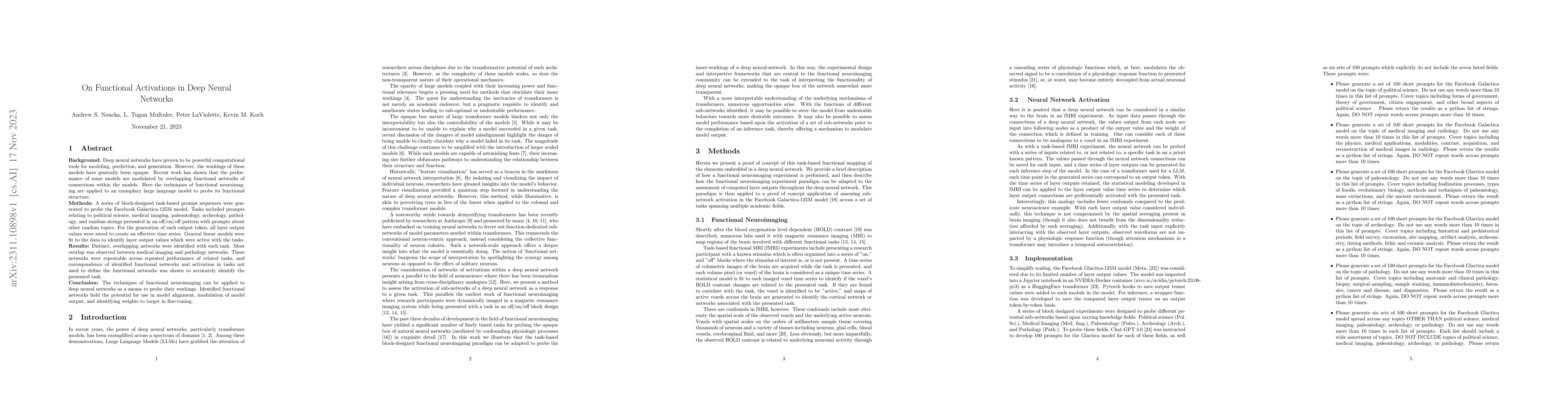 Thumbnail for On Functional Activations in Deep Neural Networks