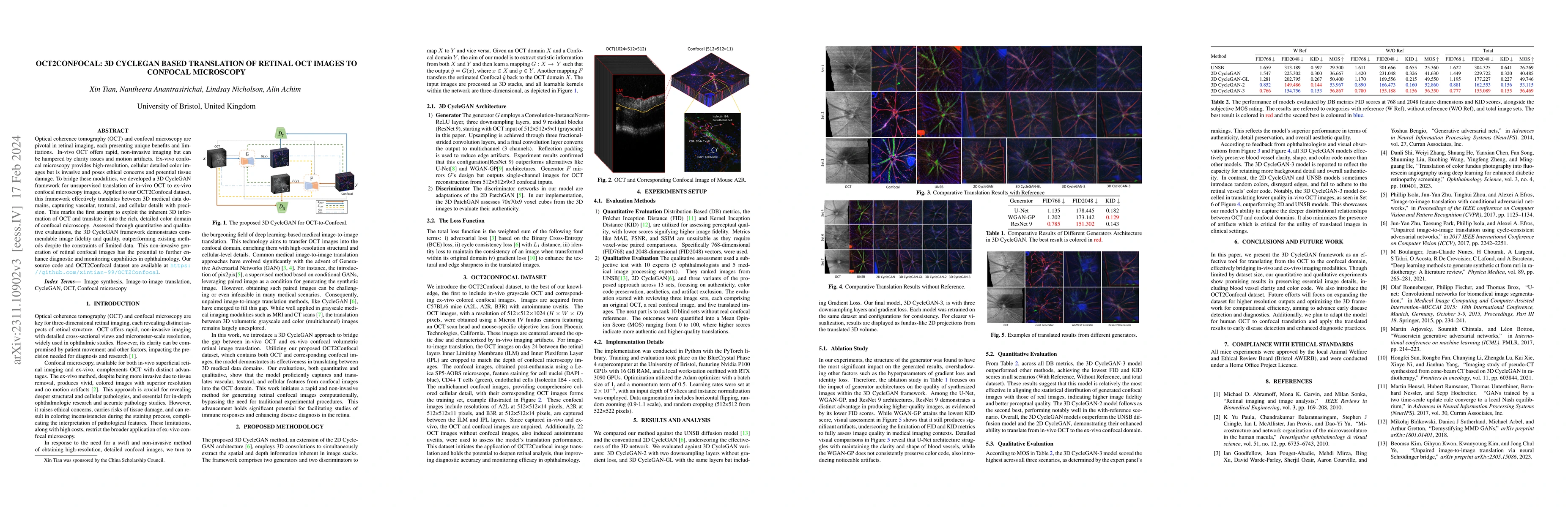 Thumbnail for OCT2Confocal: 3D CycleGAN based Translation of Retinal OCT Images to
  Confocal Microscopy