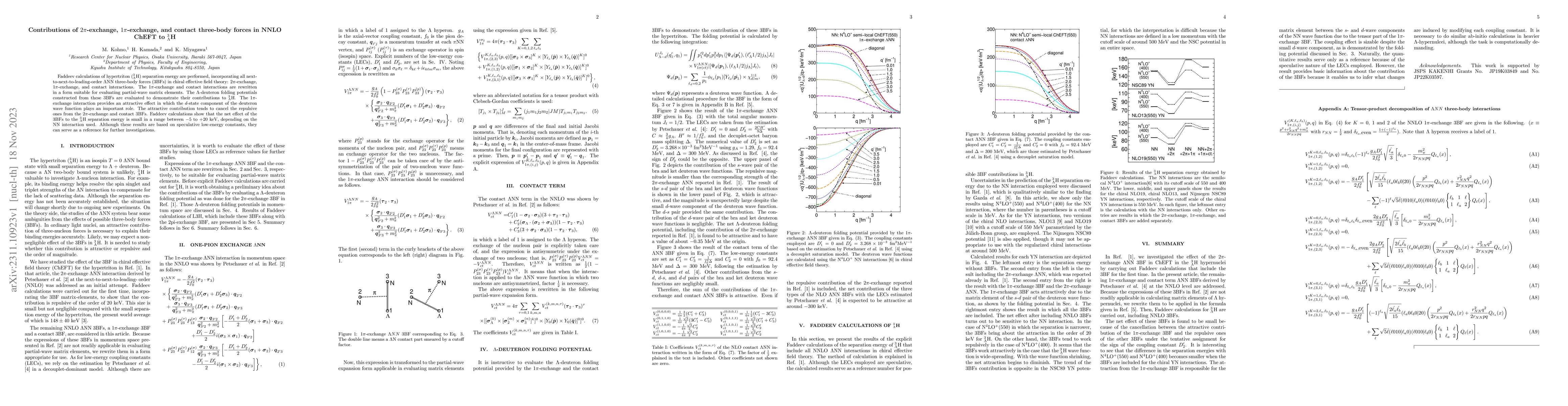 Thumbnail for Contributions of $2\pi$-exchange, $1\pi$-exchange, and contact
  three-body forces in NNLO ChEFT to $_\Lambda^3$H