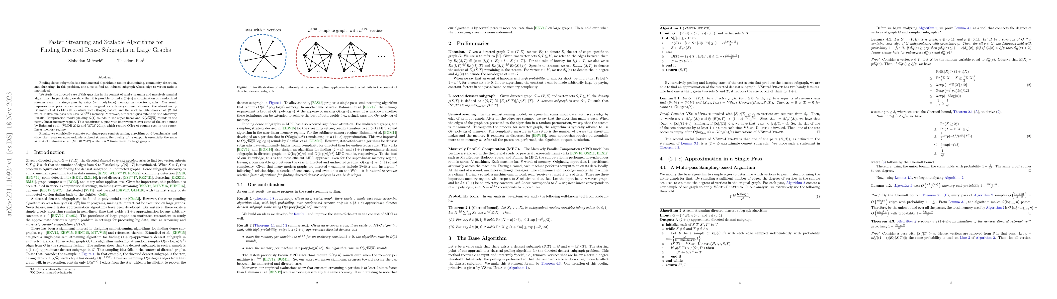 Thumbnail for Faster Streaming and Scalable Algorithms for Finding Directed Dense
  Subgraphs in Large Graphs