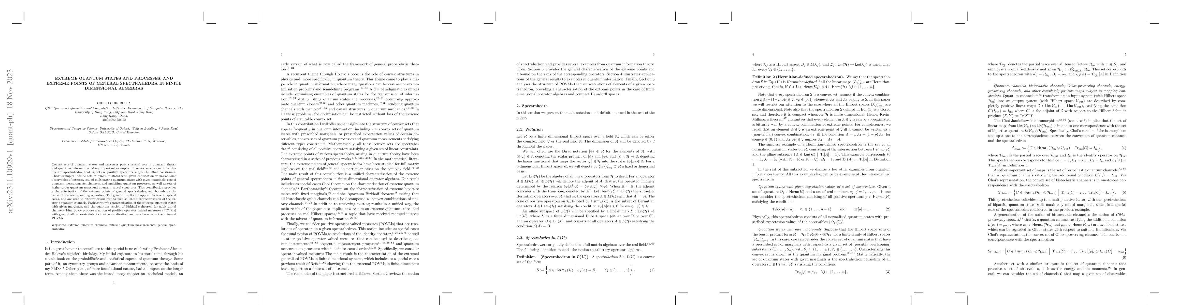 Thumbnail for Extreme quantum states and processes, and extreme points of general
  spectrahedra in finite dimensional algebras