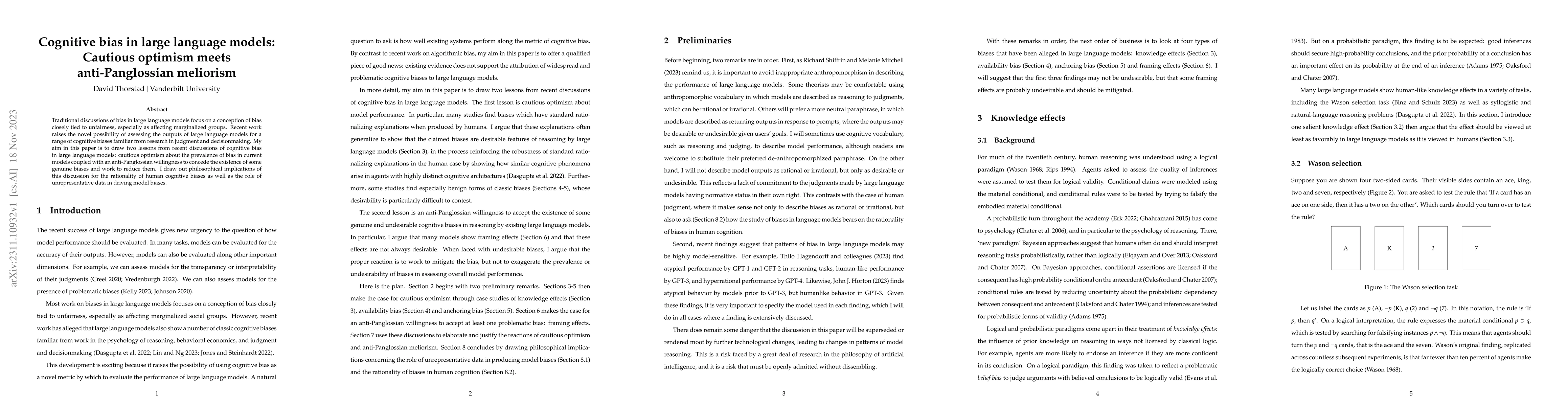 Thumbnail for Cognitive bias in large language models: Cautious optimism meets
  anti-Panglossian meliorism