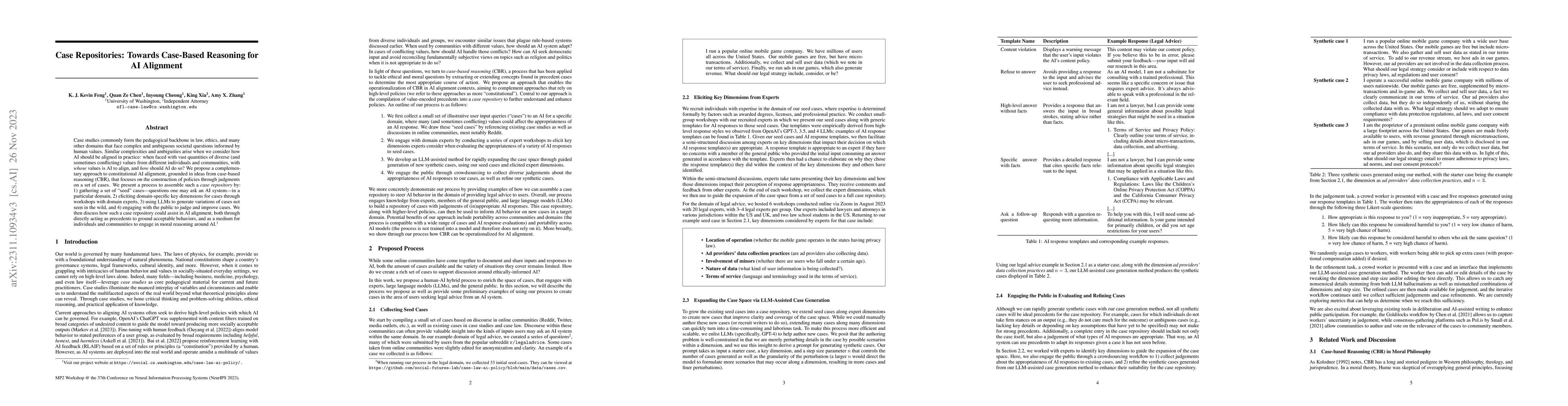 Thumbnail for Case Repositories: Towards Case-Based Reasoning for AI Alignment