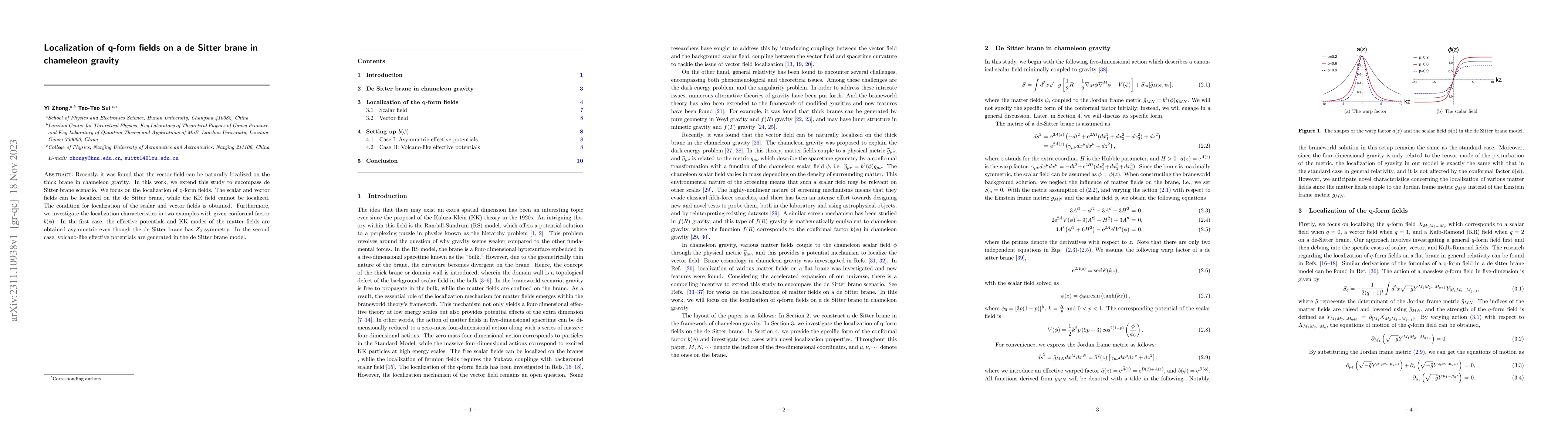 Thumbnail for Localization of q-form fields on a de Sitter brane in chameleon gravity