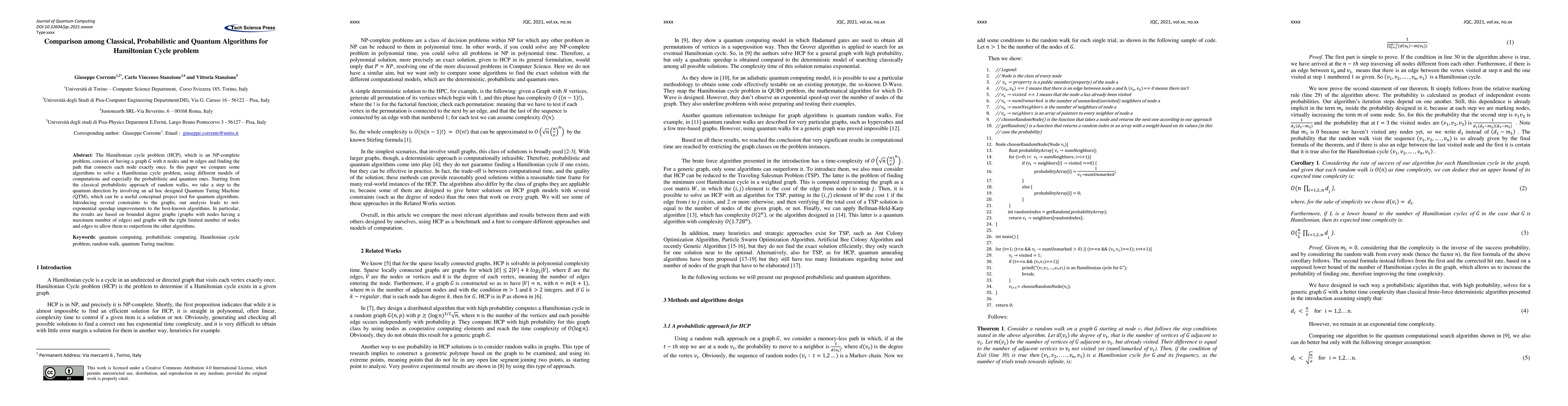 Thumbnail for Comparison among Classical, Probabilistic and Quantum Algorithms for
  Hamiltonian Cycle problem