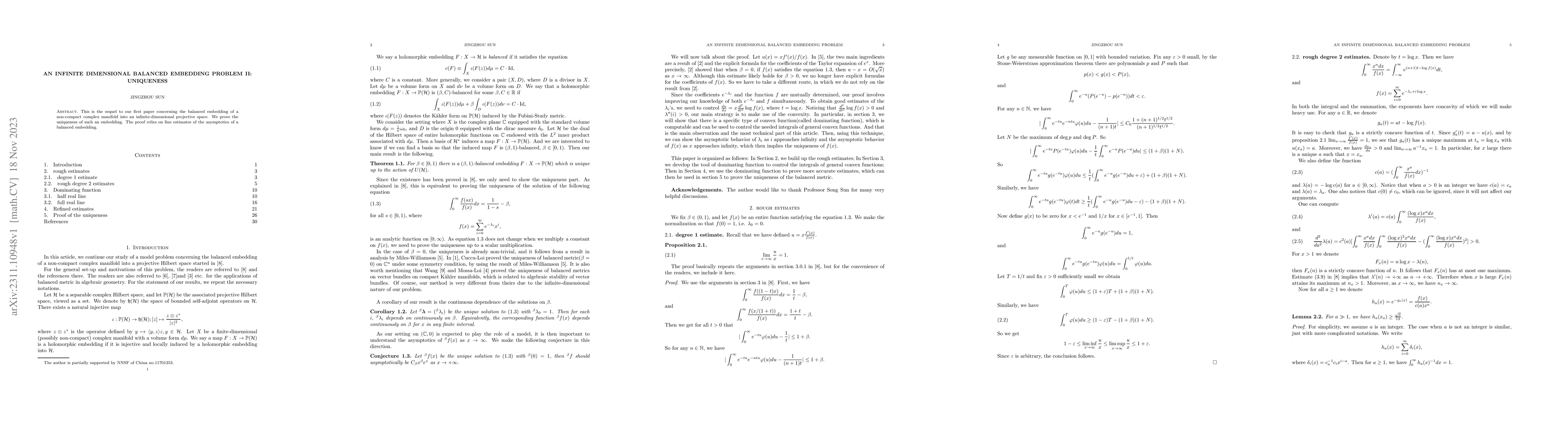 Thumbnail for An infinite dimensional balanced embedding problem II: uniqueness