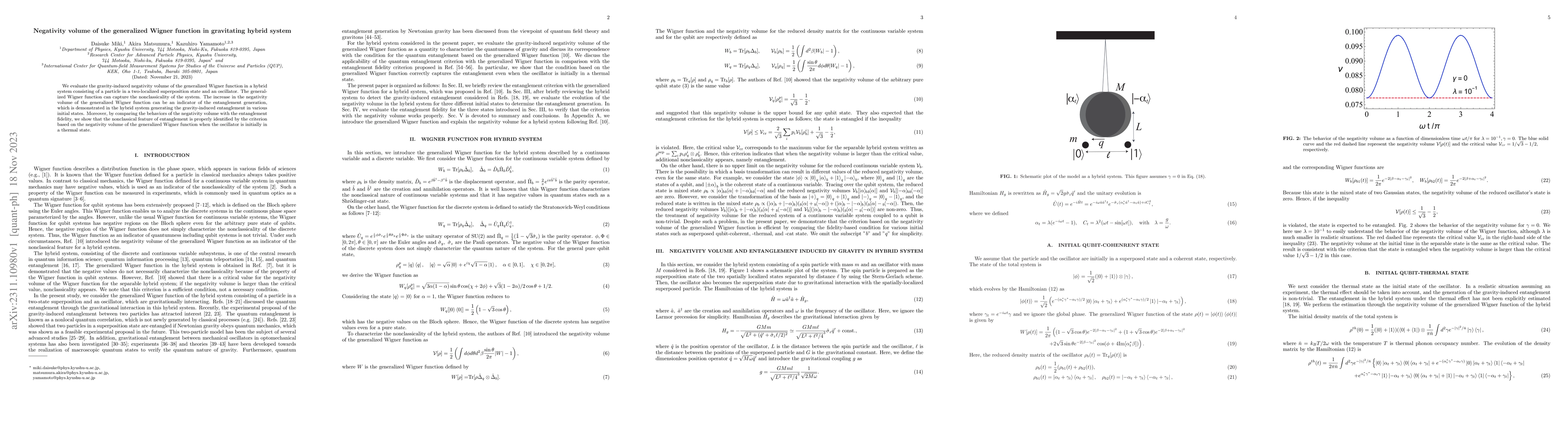 Thumbnail for Negativity volume of the generalized Wigner function in gravitating
  hybrid system