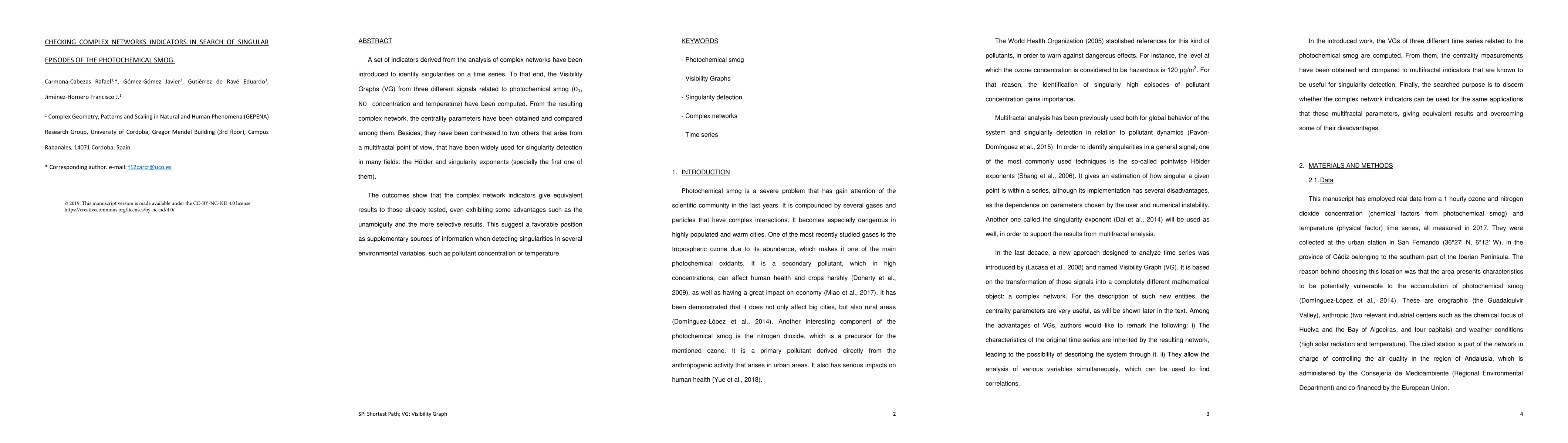 Thumbnail for Checking complex networks indicators in search of singular episodes of
  the photochemical smog