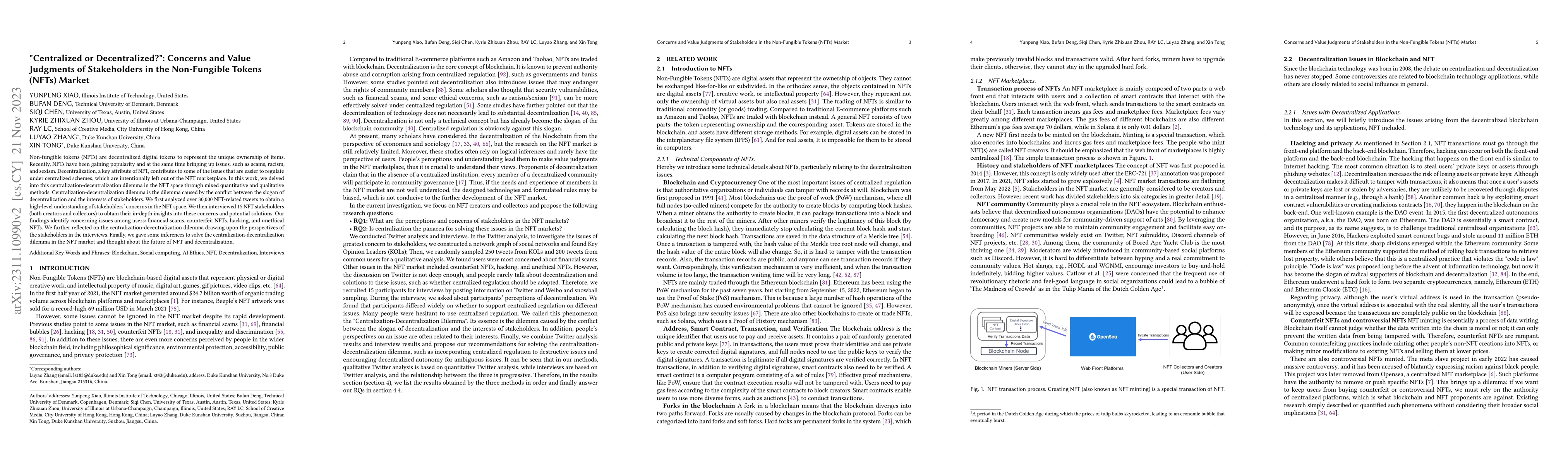 Thumbnail for "Centralized or Decentralized?": Concerns and Value Judgments of
  Stakeholders in the Non-Fungible Tokens (NFTs) Market