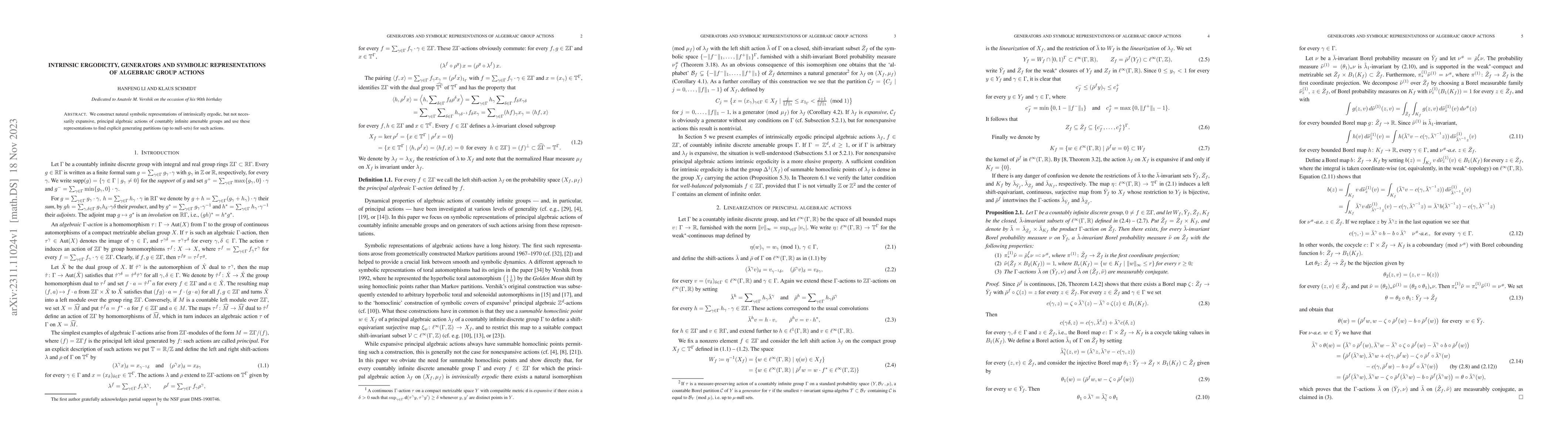 Thumbnail for Intrinsic Ergodicity, Generators and Symbolic Representations of
  Algebraic Group Actions