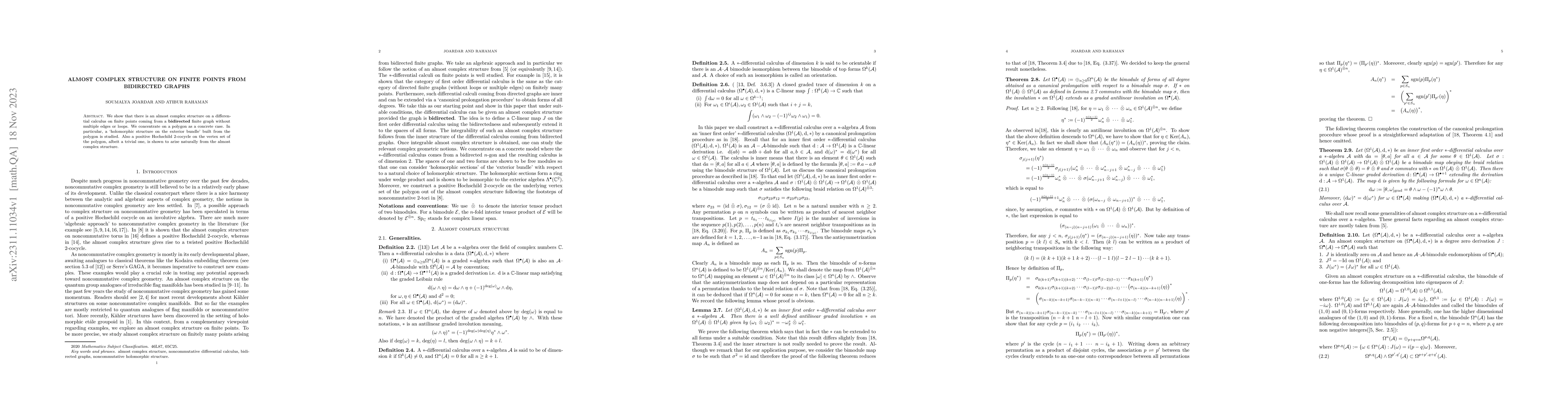 Thumbnail for Almost complex structure on finite points from bidirected graphs